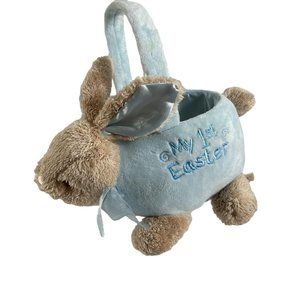 Dan Dee My 1st Easter Basket Blue Brown Bunny Rabbit Plush Baby Boy 11.5" Tall